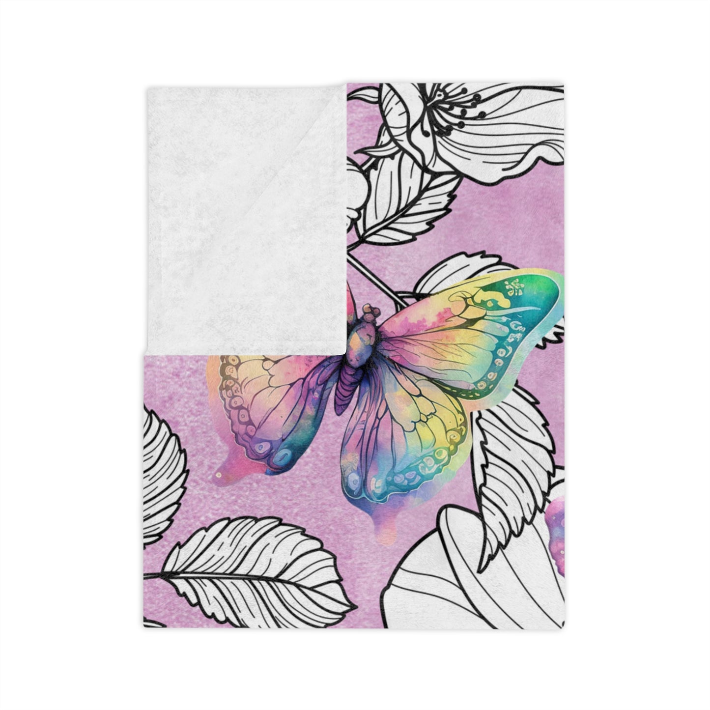 Velveteen Minky Blanket - Butterflies over Wild Roses