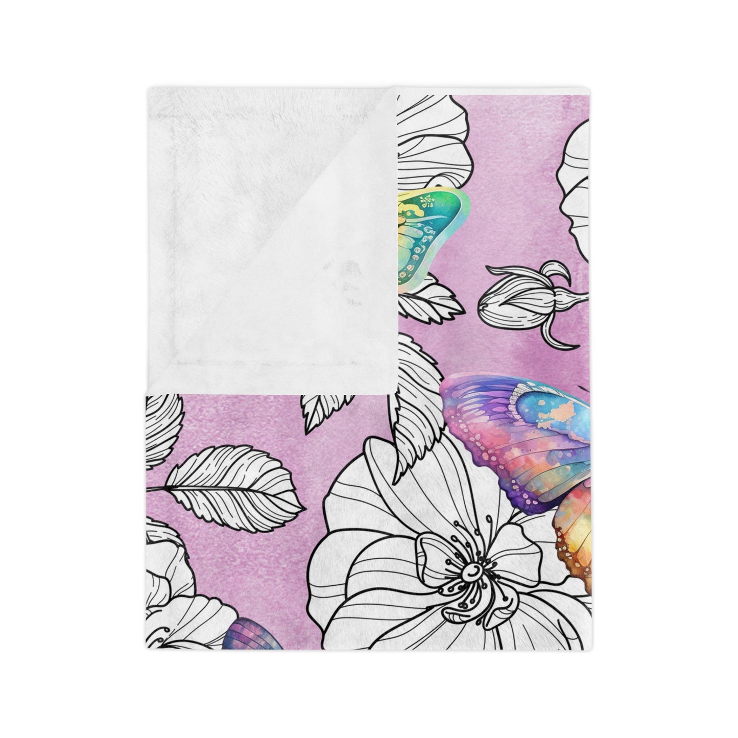 Velveteen Minky Blanket - Butterflies over Wild Roses