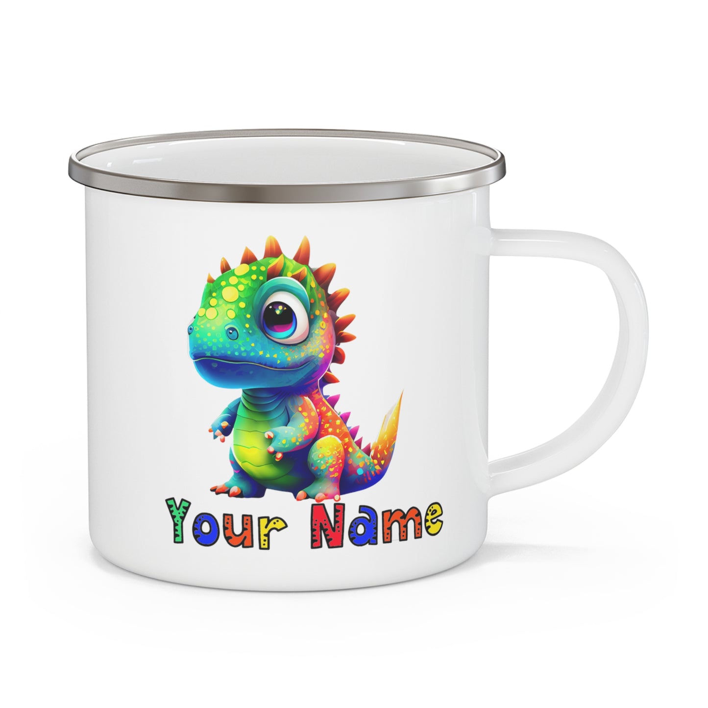 Enamel Camping Mug - Rainbow Dinosaur