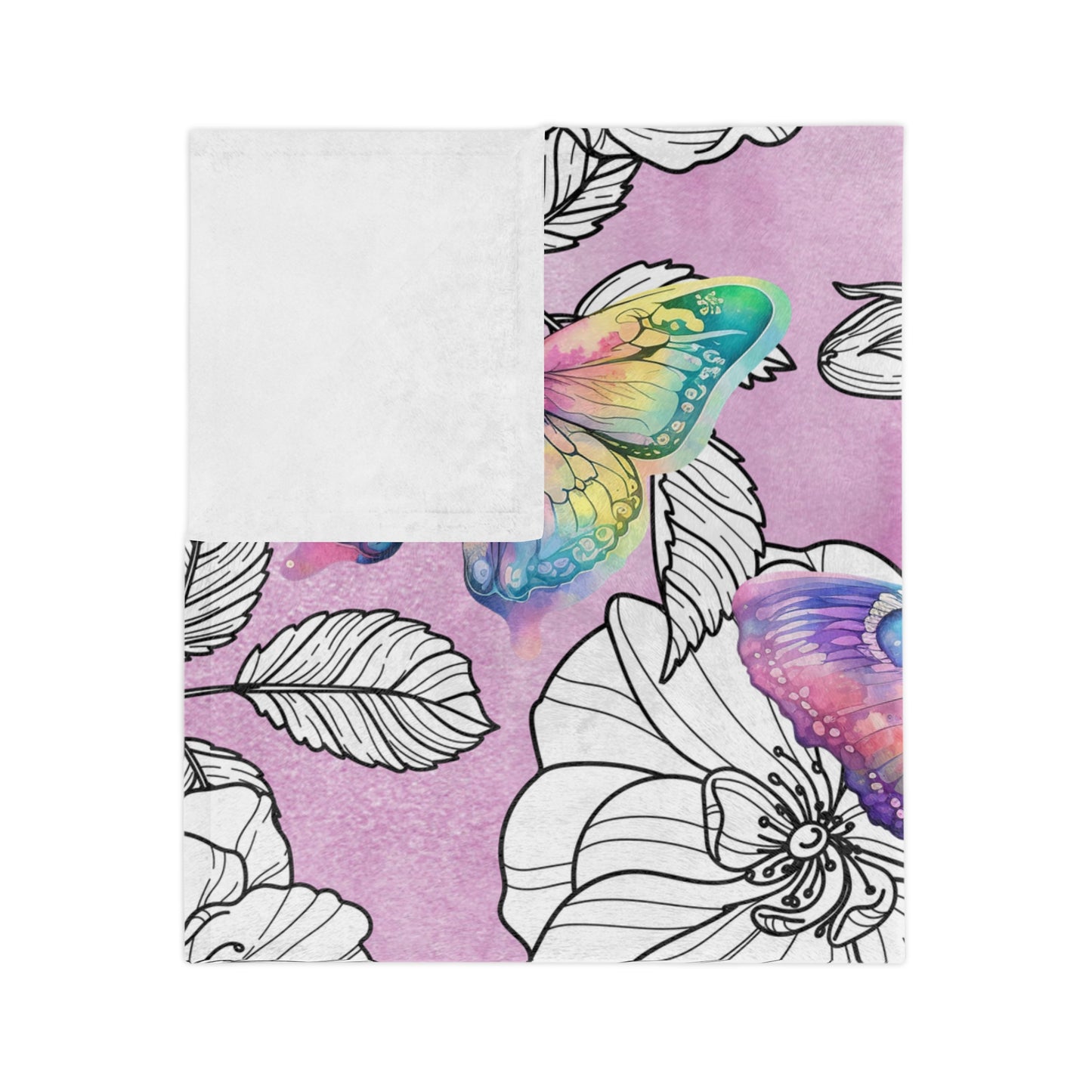 Velveteen Minky Blanket - Butterflies over Wild Roses