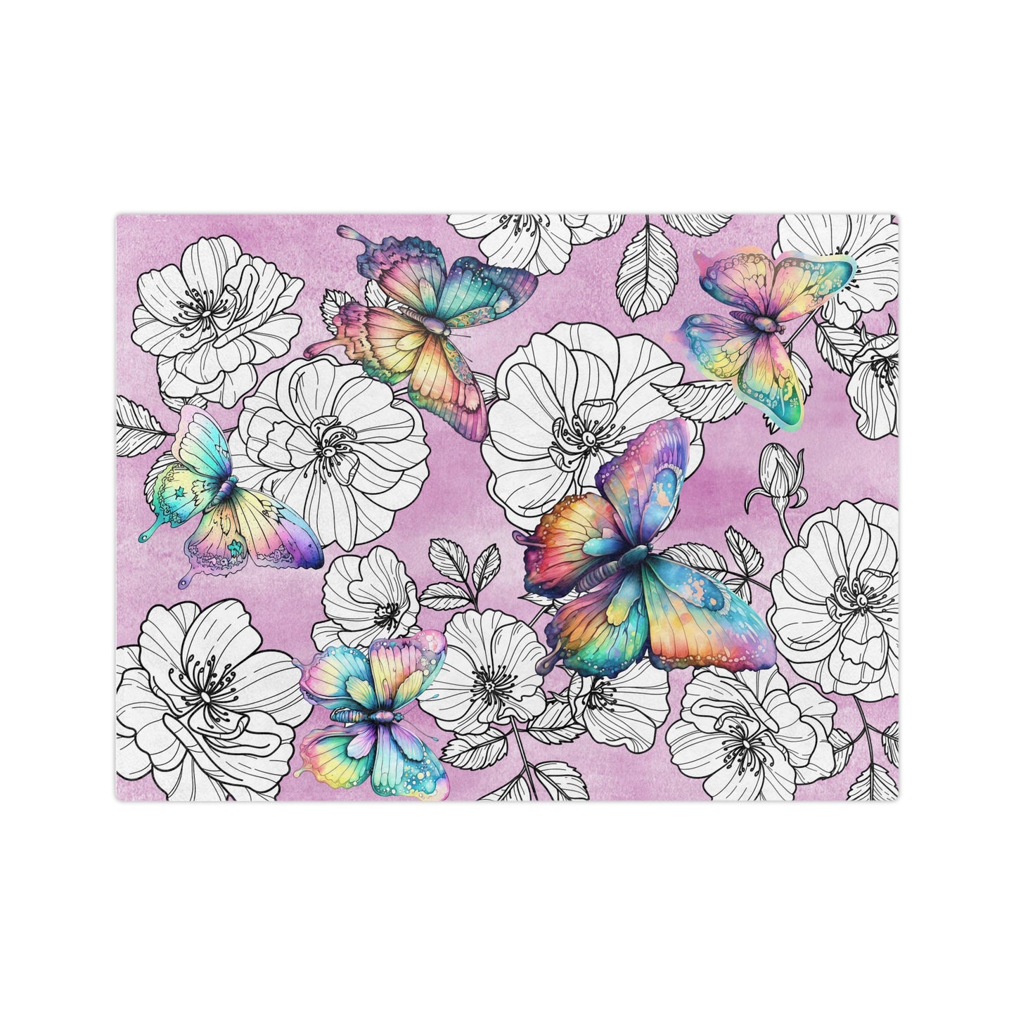 Velveteen Minky Blanket - Butterflies over Wild Roses