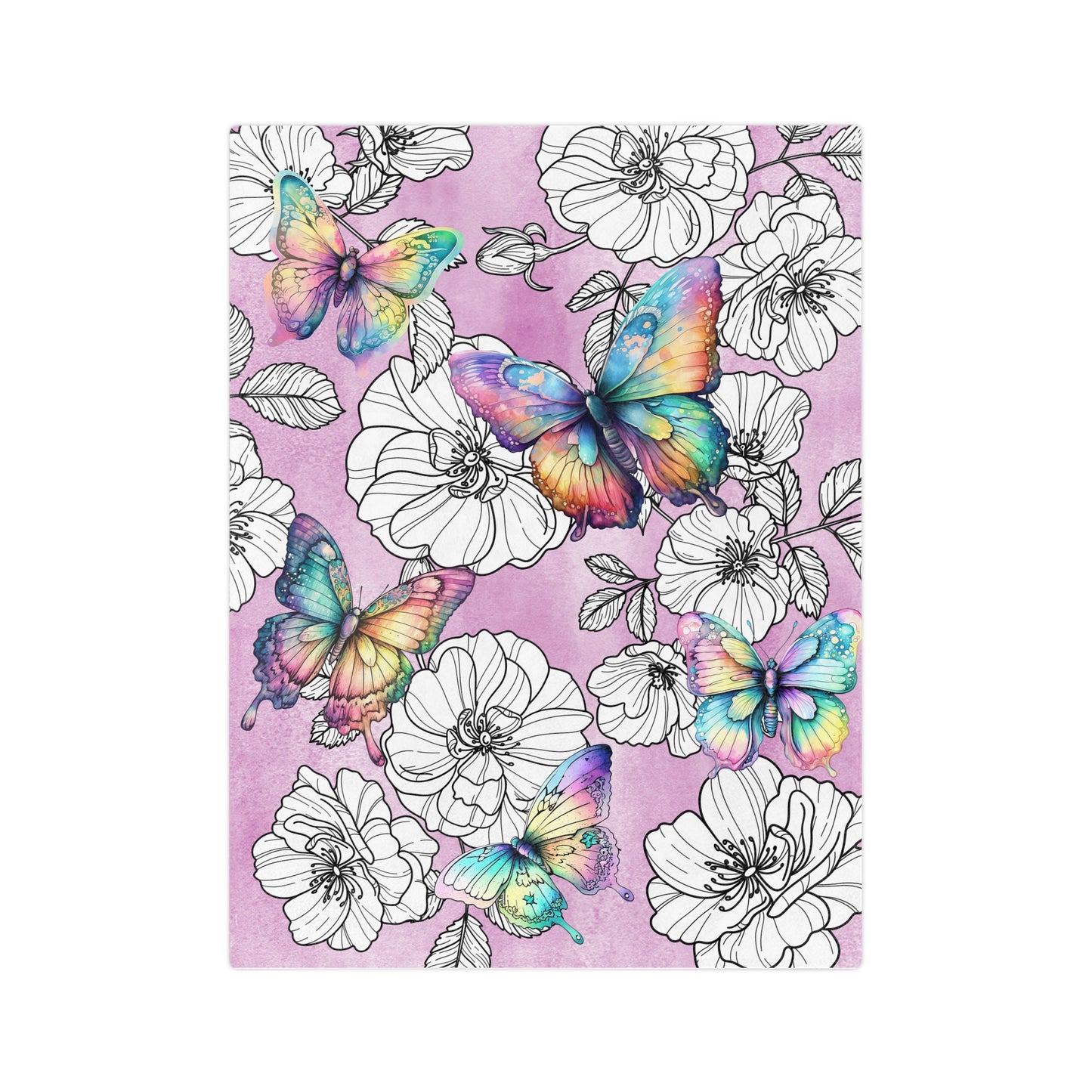 Velveteen Minky Blanket - Butterflies over Wild Roses