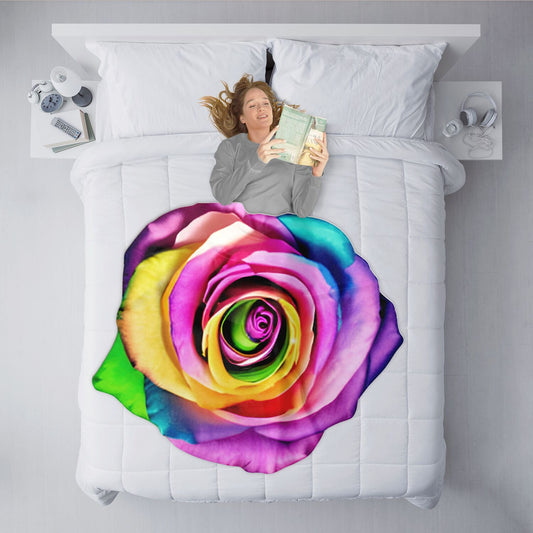 Freeform Blanket – Rainbow Rose