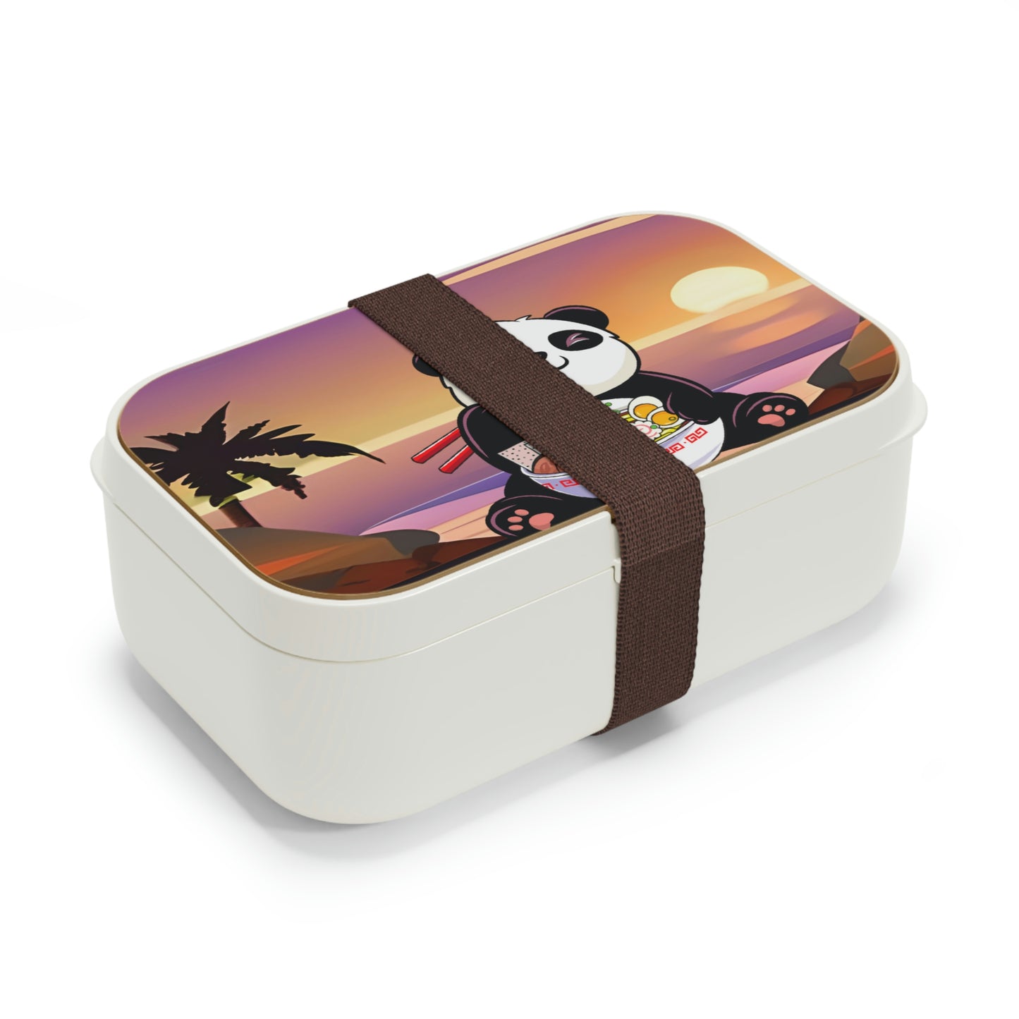 Custom Bento Lunch Box - Panda Enjoying Ramen on the Beach