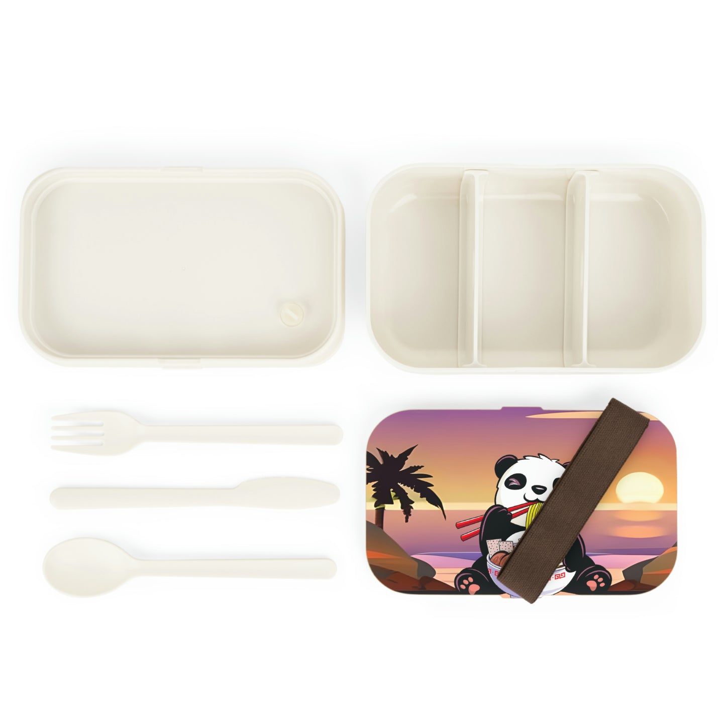 Custom Bento Lunch Box - Panda Enjoying Ramen on the Beach