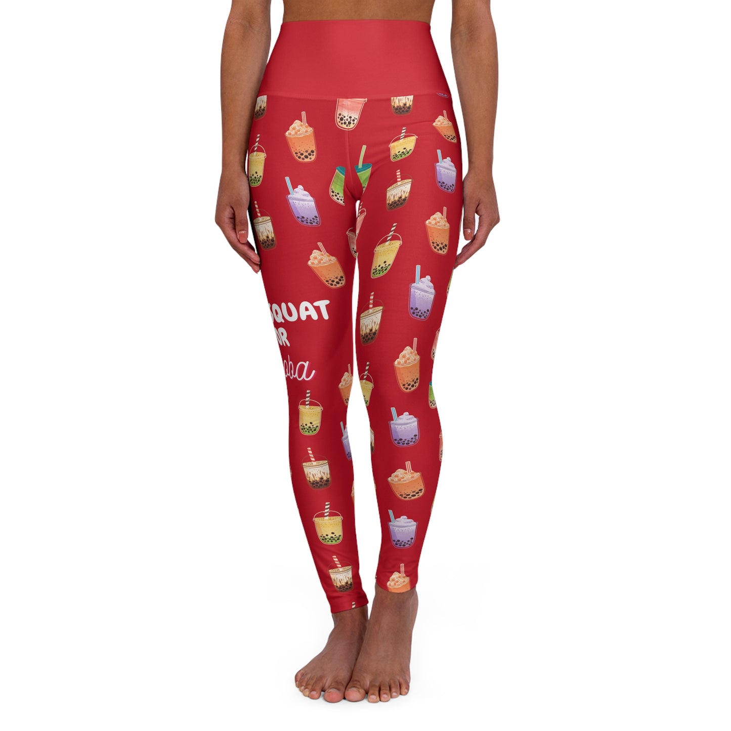 High Waisted Yoga Leggings - Will Squat for Boba