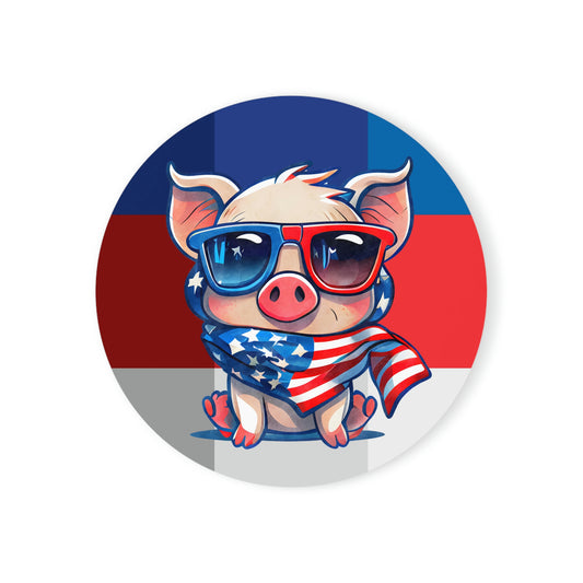 Patriotic Pig - Cork Back Coaster