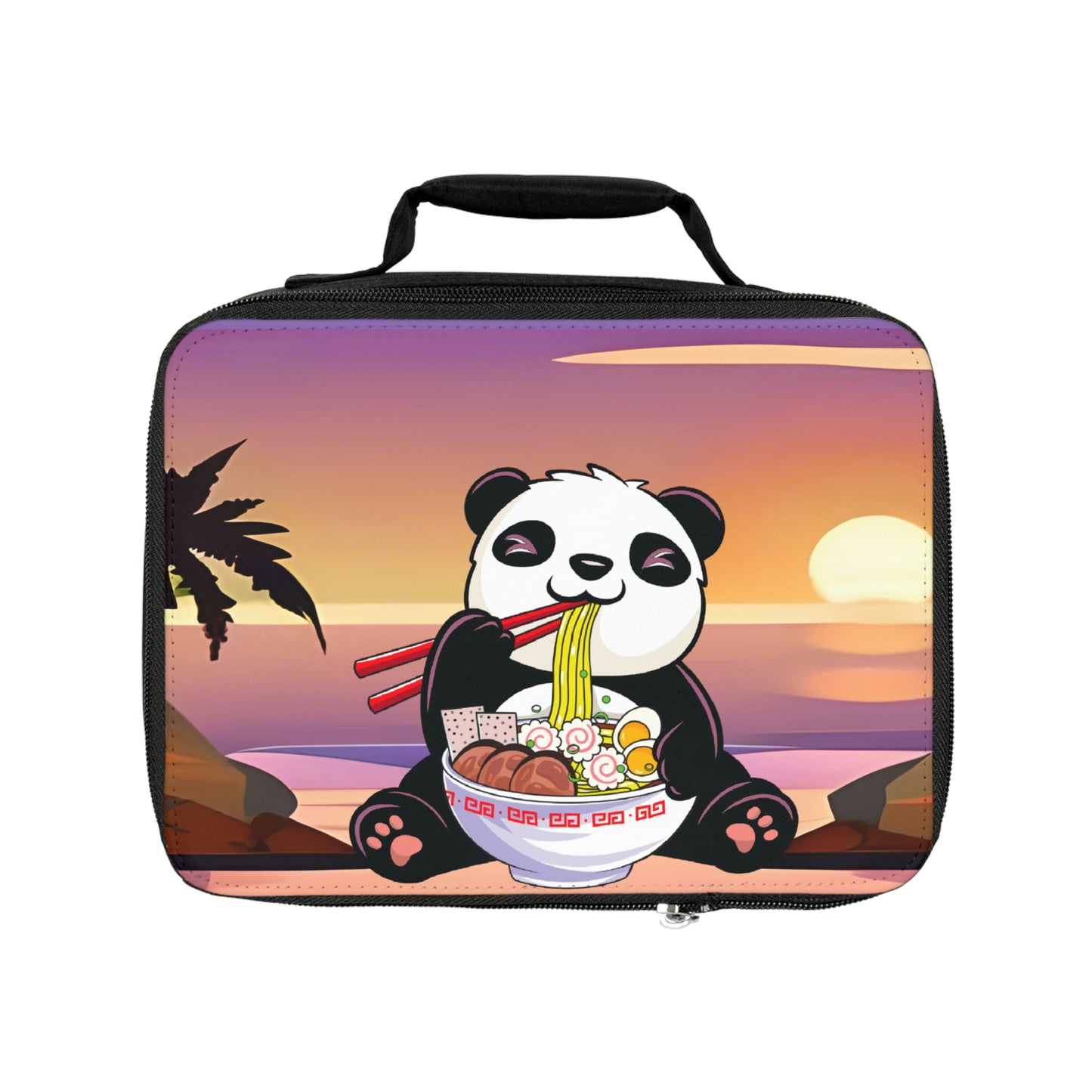 Personalized Lunch Bag - Panda Enjoying Lunch on the Beach