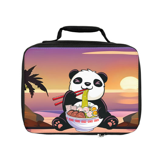 Personalized Lunch Bag - Panda Enjoying Lunch on the Beach